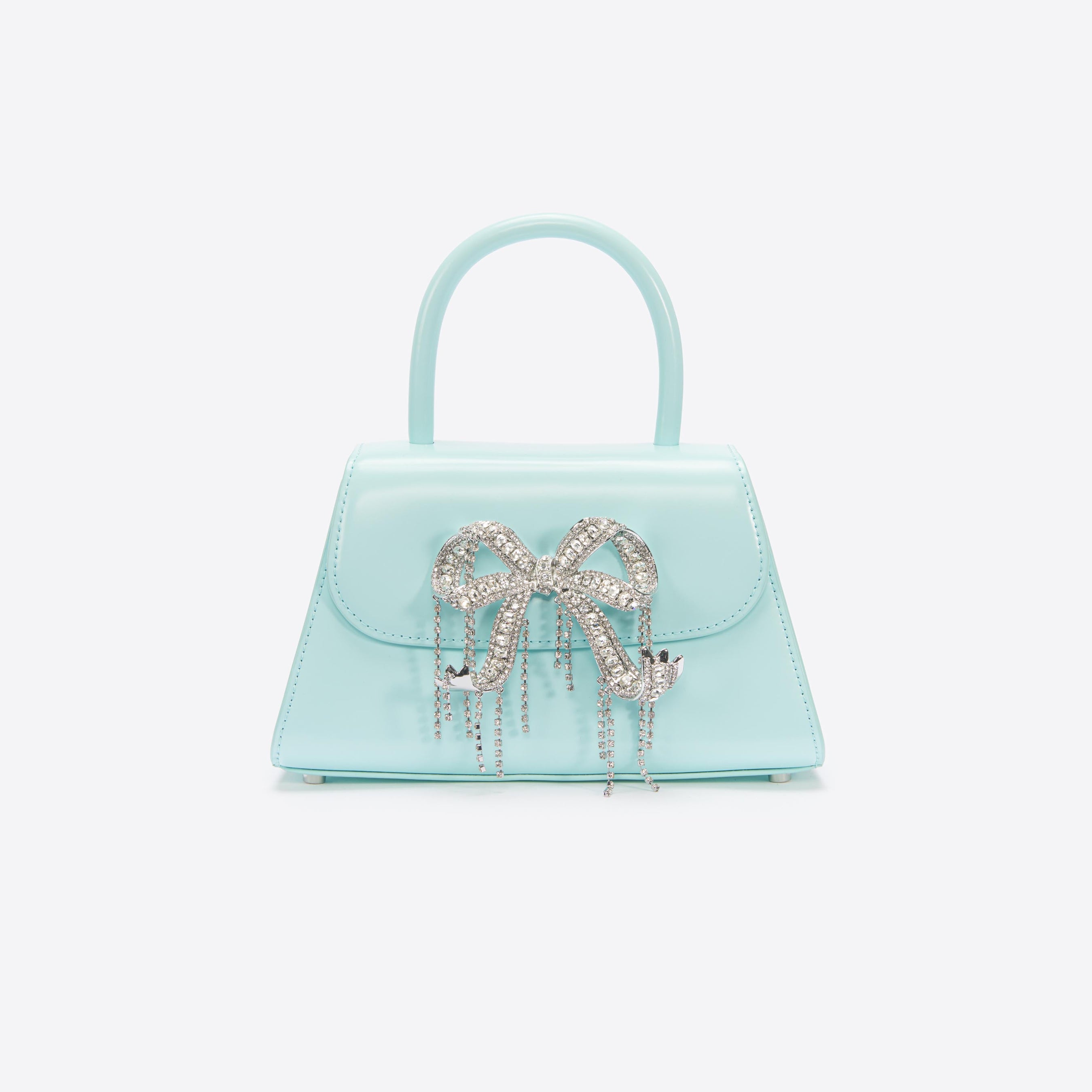 Blue Leather Mini Bow Bag