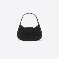 Black Rhinestone Mini Crescent Bag