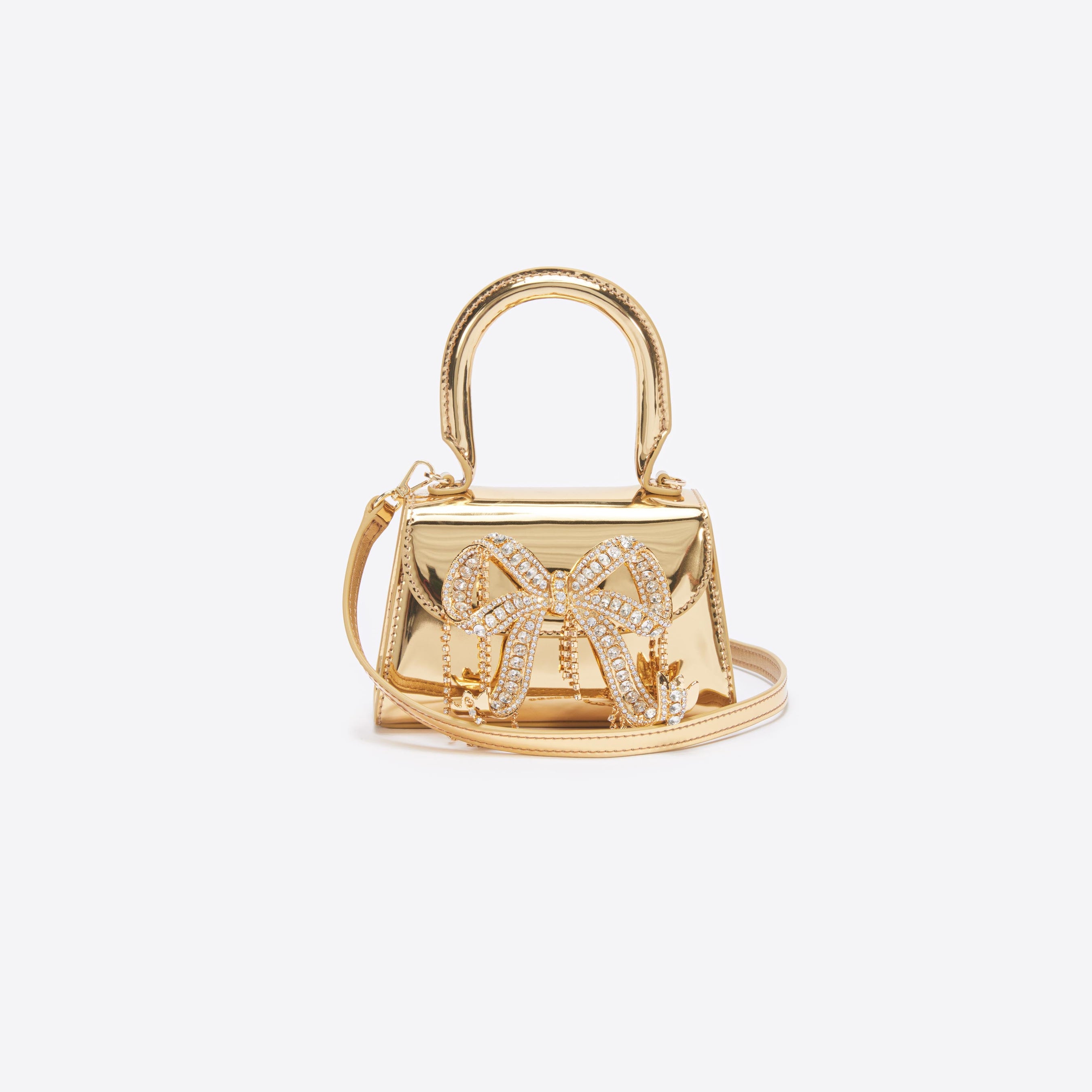 Gold Metallic Micro Bow Bag