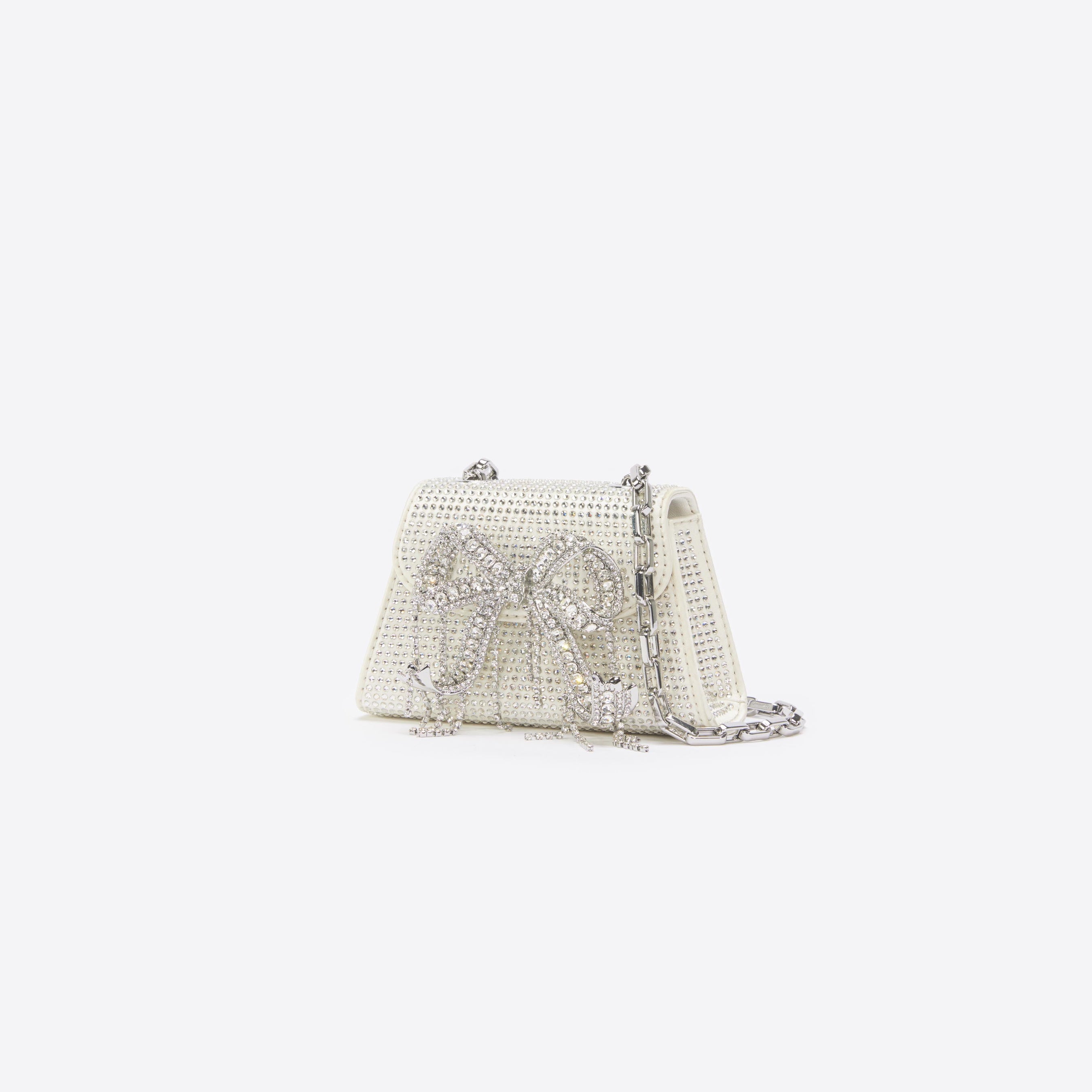 Cream Rhinestone Micro Bow Bag