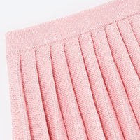 Pink Sequin Knit Pleated Skirt