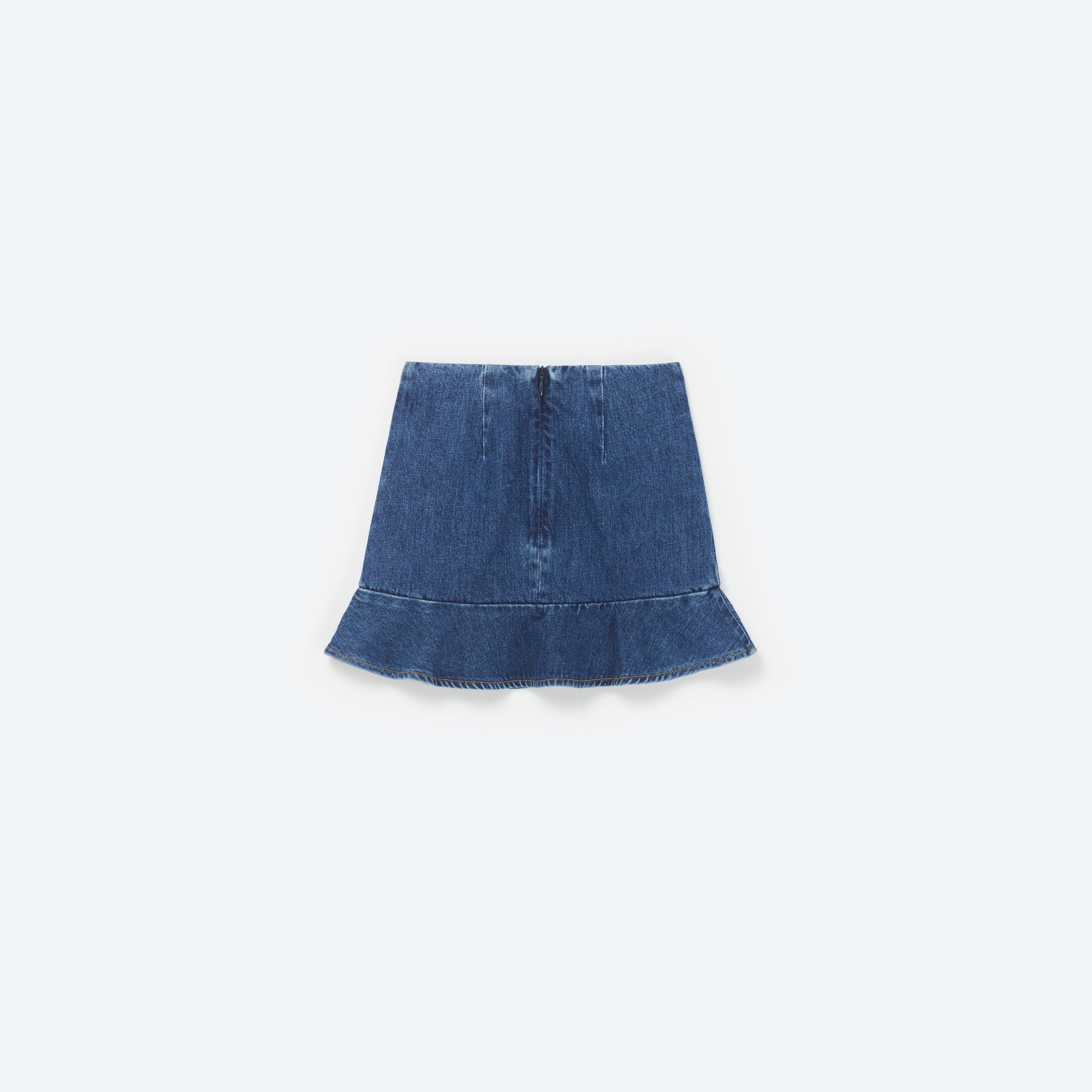 Blue Denim Peplum Mini Skirt