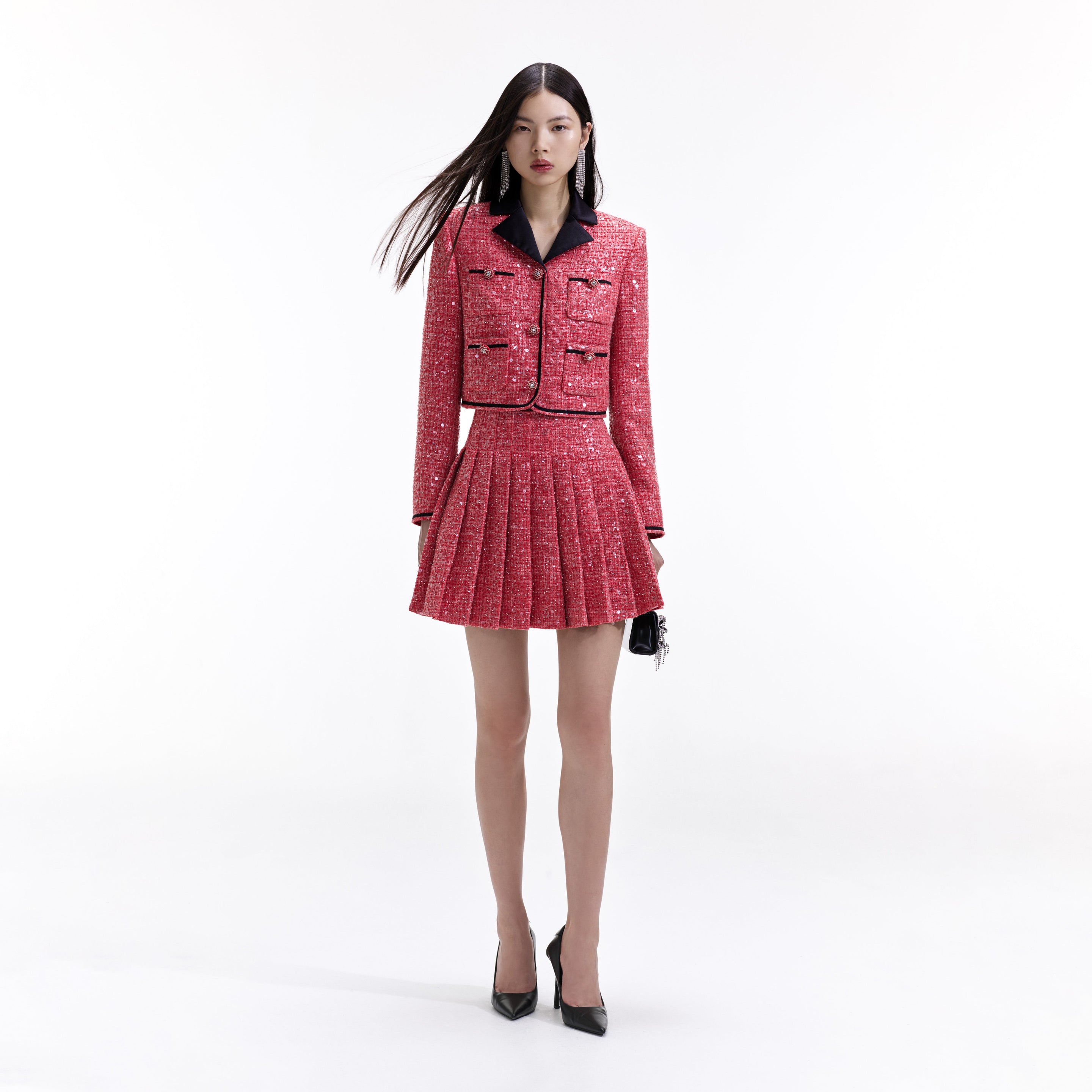 Red Boucle Mini Skirt – self-portrait-EU