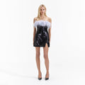 Black Sequin Feather Mini Dress