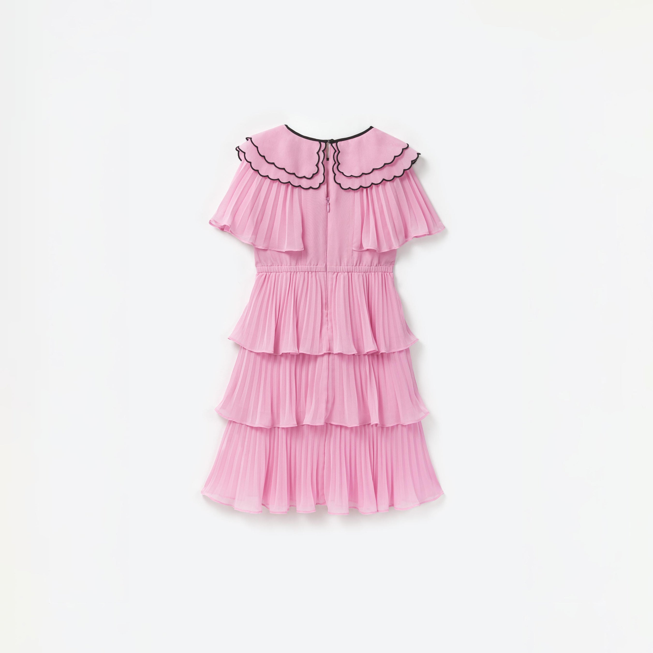 Pink Scallop Collar Chiffon Dress