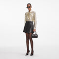 Gold Metallic Tie Neck Blouse