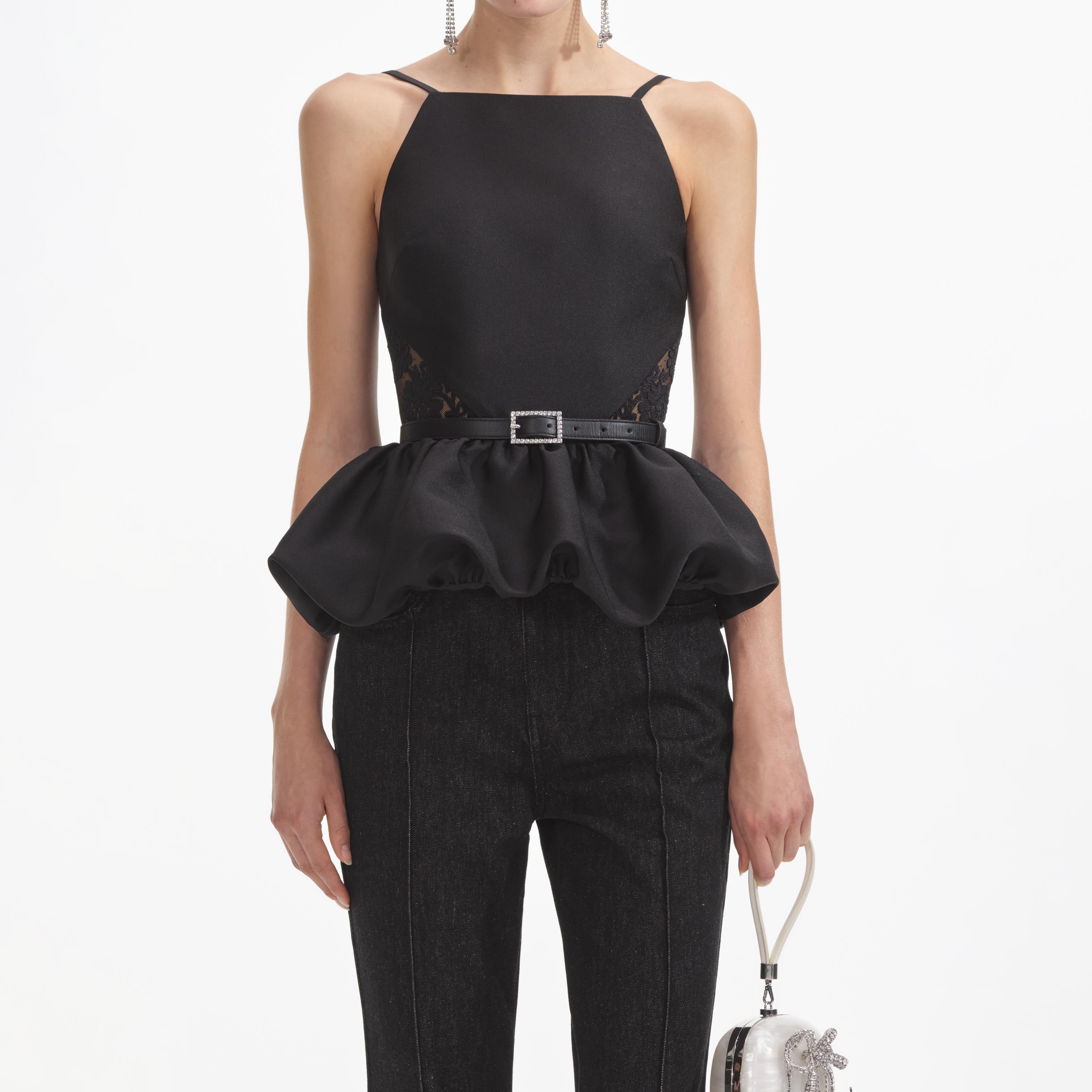 Self-Portrait popular contrast ruffle peplum top