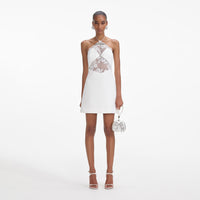 White Crepe Halterneck Mini Dress