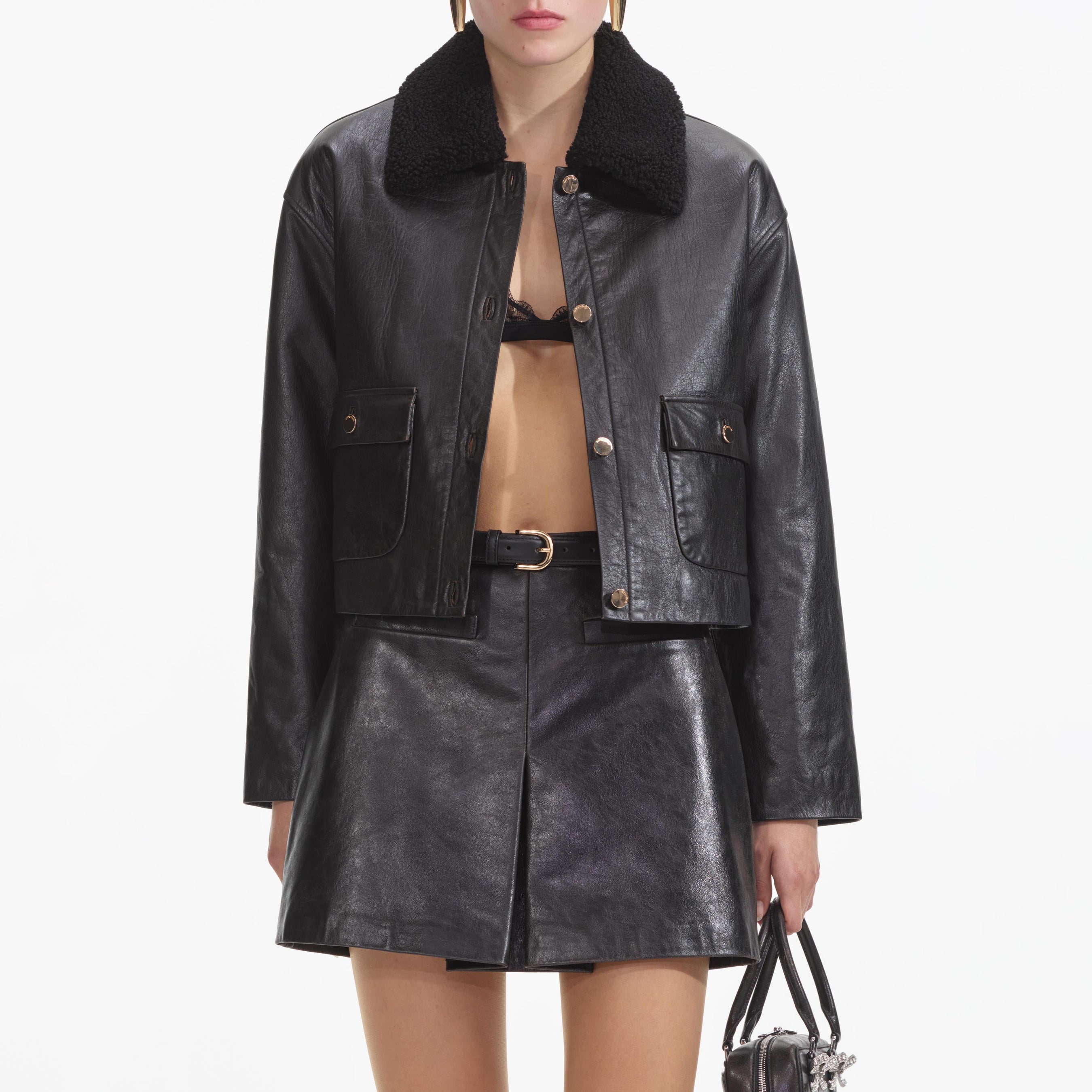 Black Leather Shearling Jacket