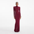 Burgundy Viscose Knit Maxi Dress