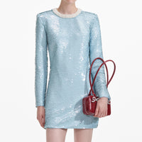 Blue Sequin Mini Dress