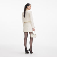 Cream Boucle Pearl Trim Jacket