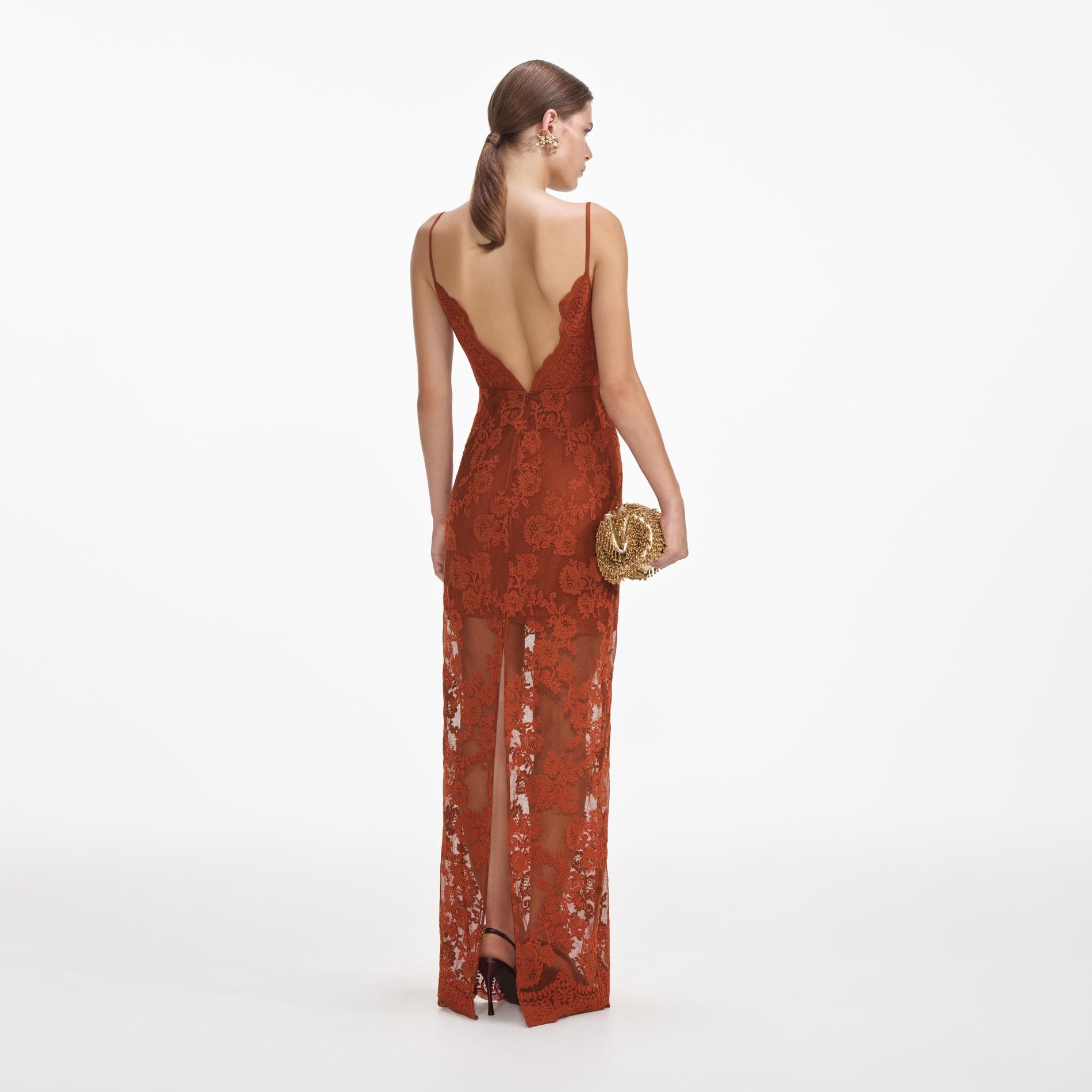 Brown Lace Maxi Dress