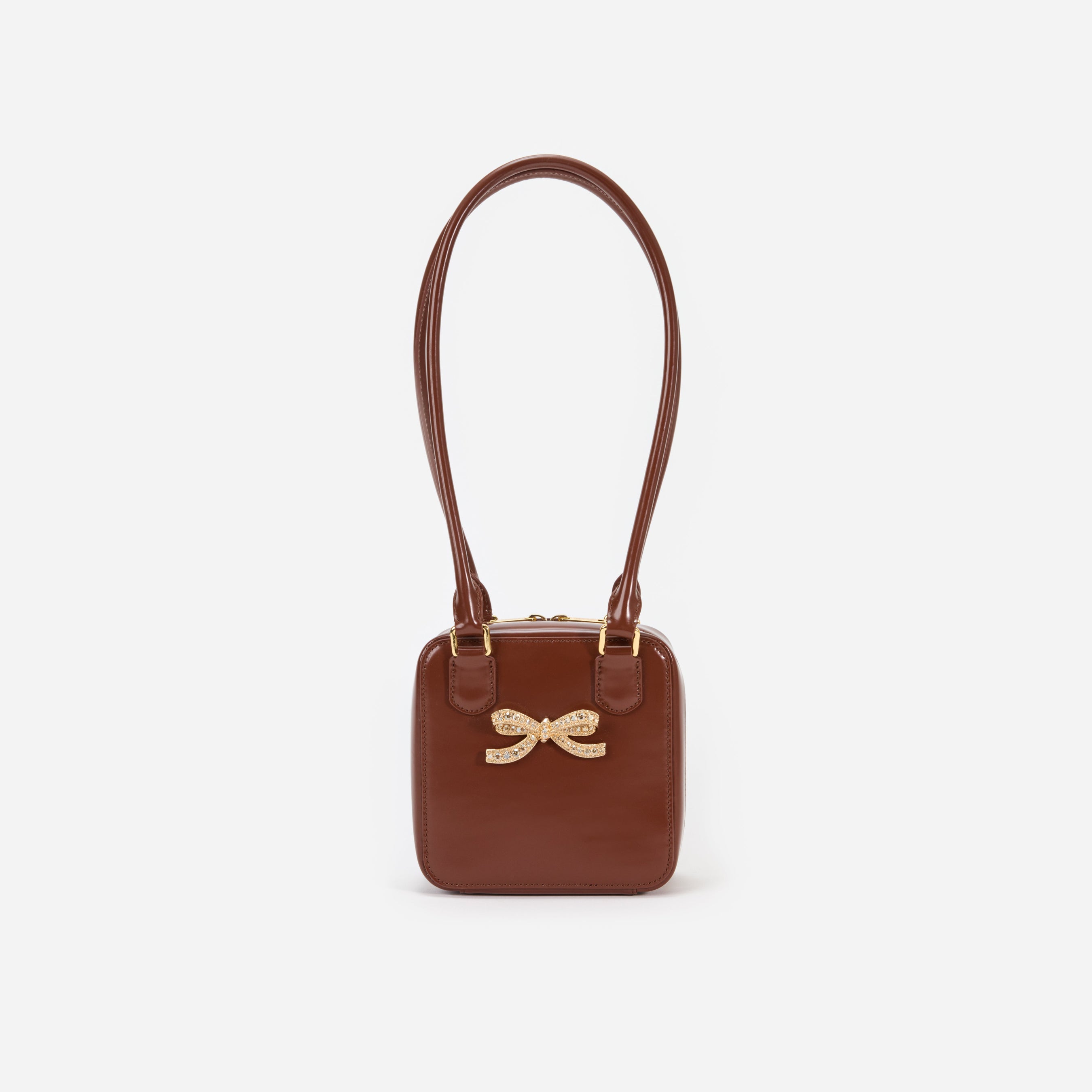 Brown Leather Square Shoulder Bag