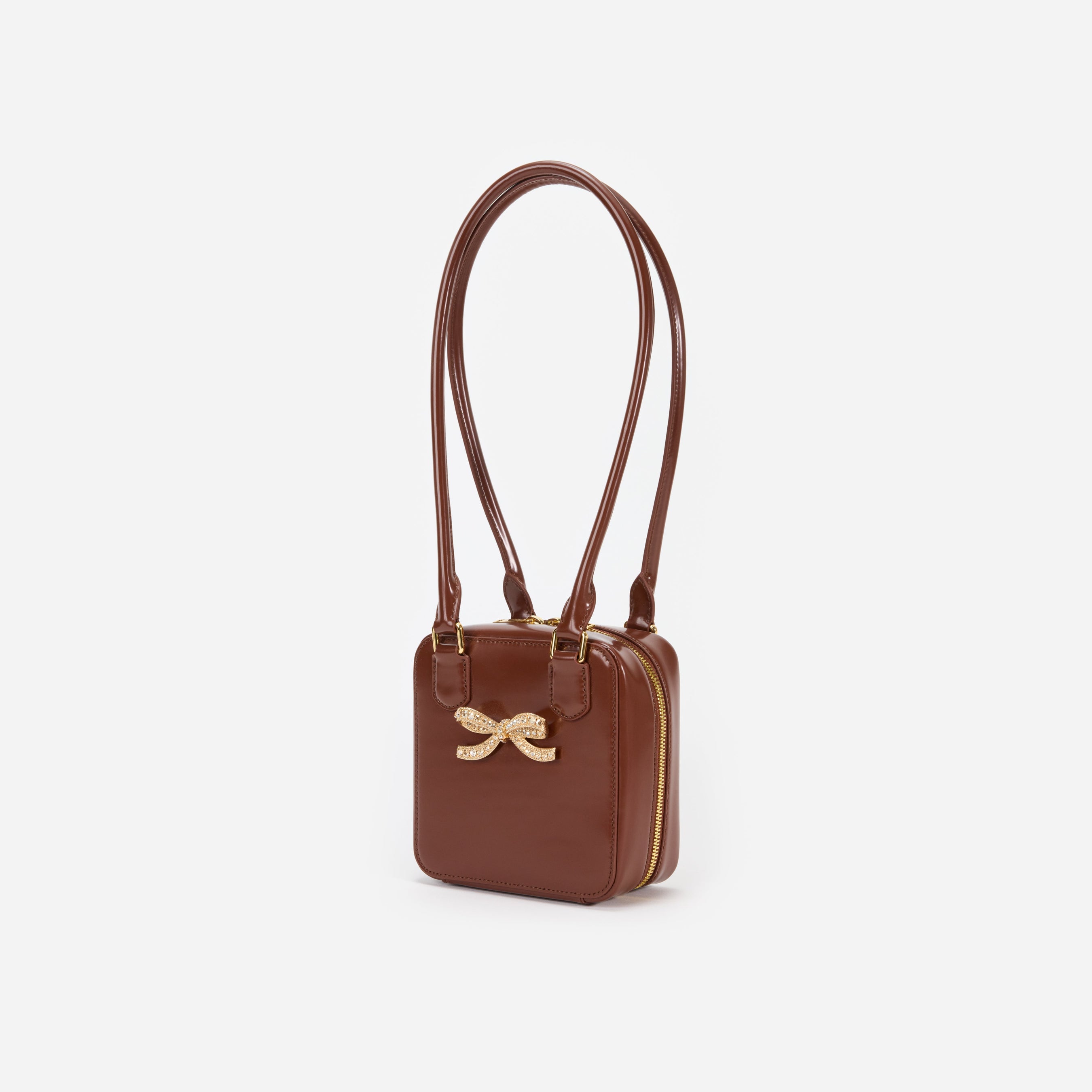 Brown Leather Square Shoulder Bag