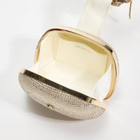 Champagne Rhinestone Top Handle Clutch Bag