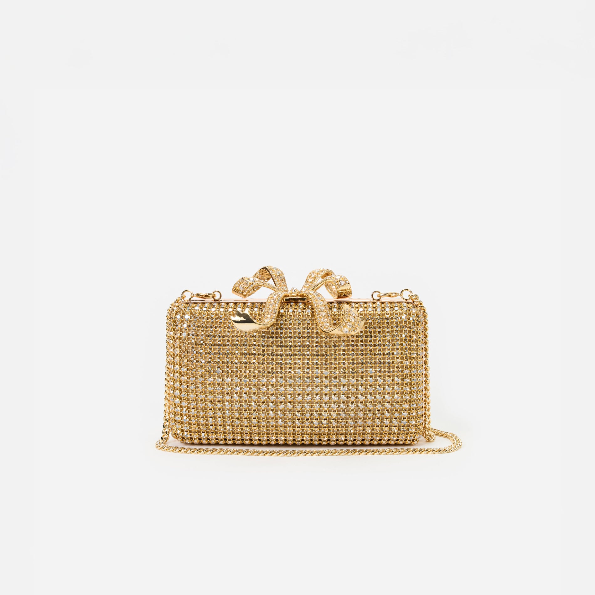 Gold Crystal Box Clutch