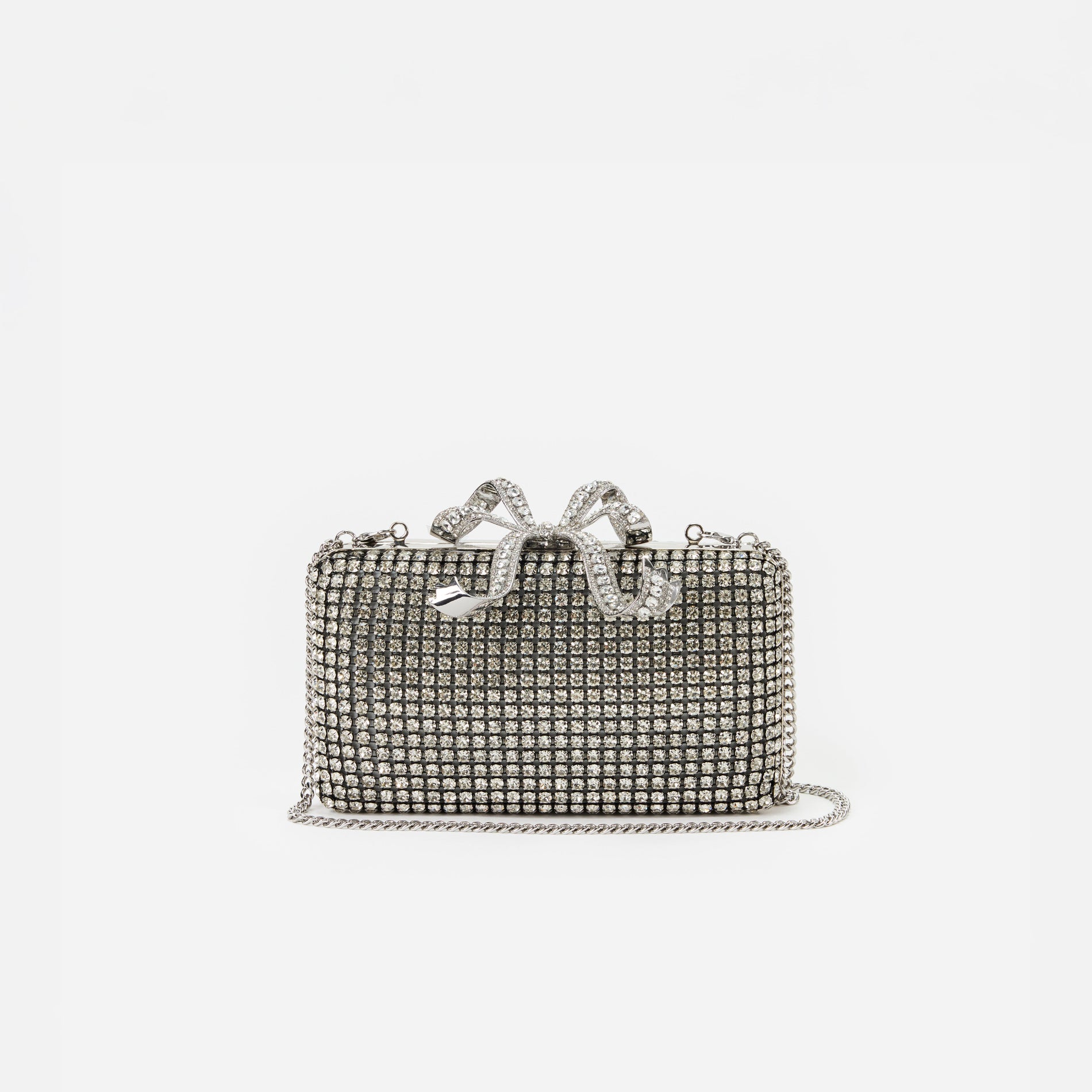 Silver Crystal Box Clutch