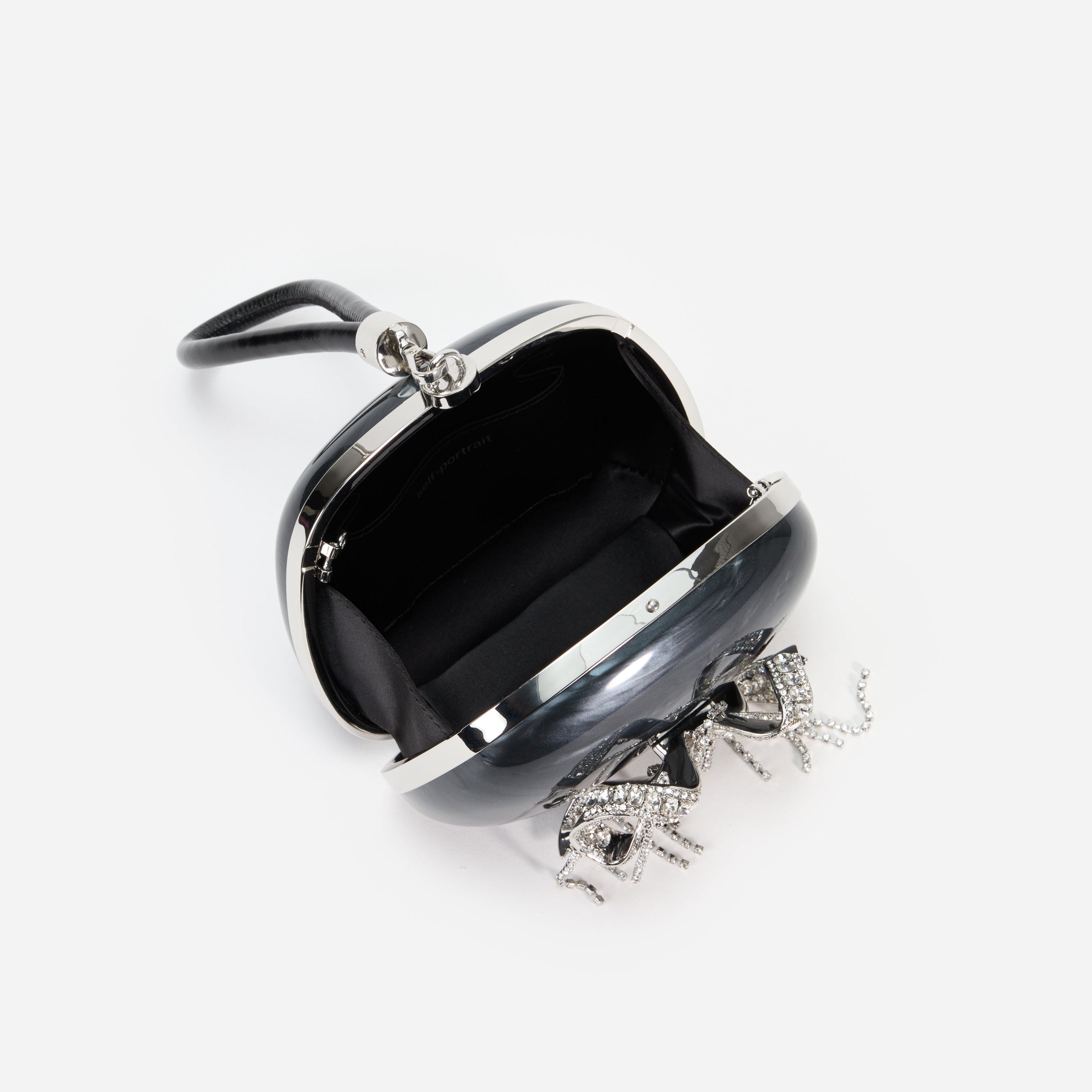 Black Pearl Top Handle Clutch Bag