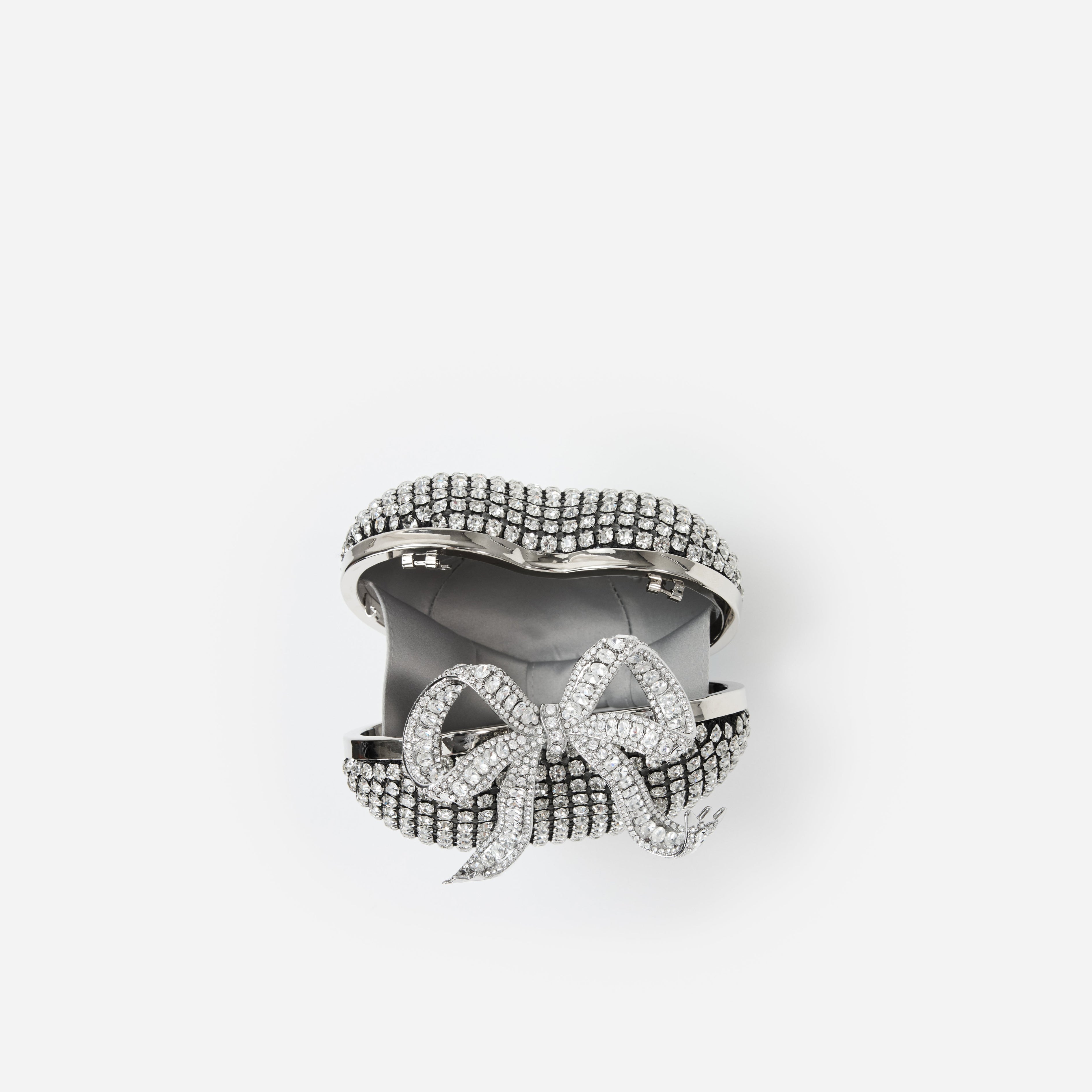 Silver Crystal Heart Clutch