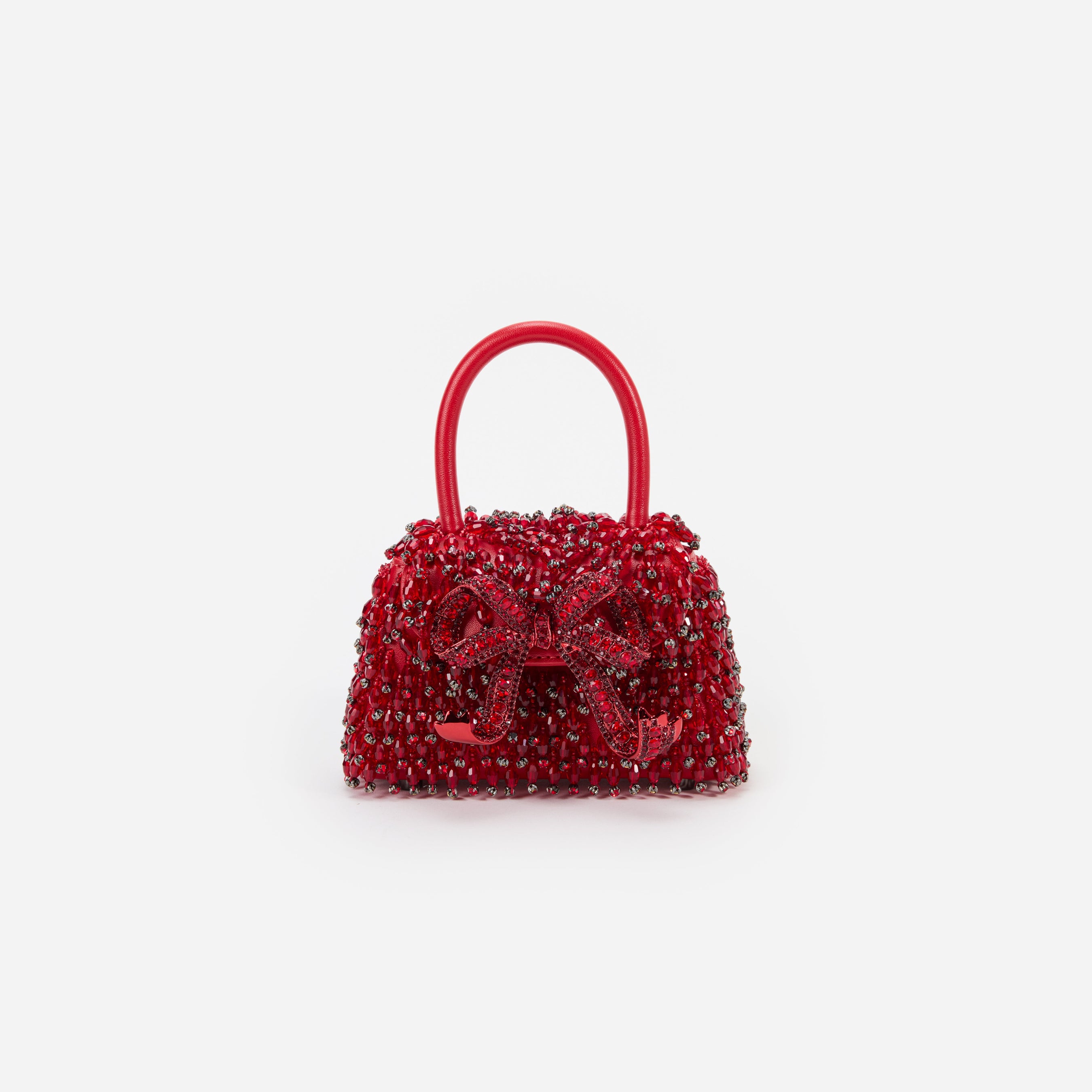 Red Embellished Micro Bow Bag