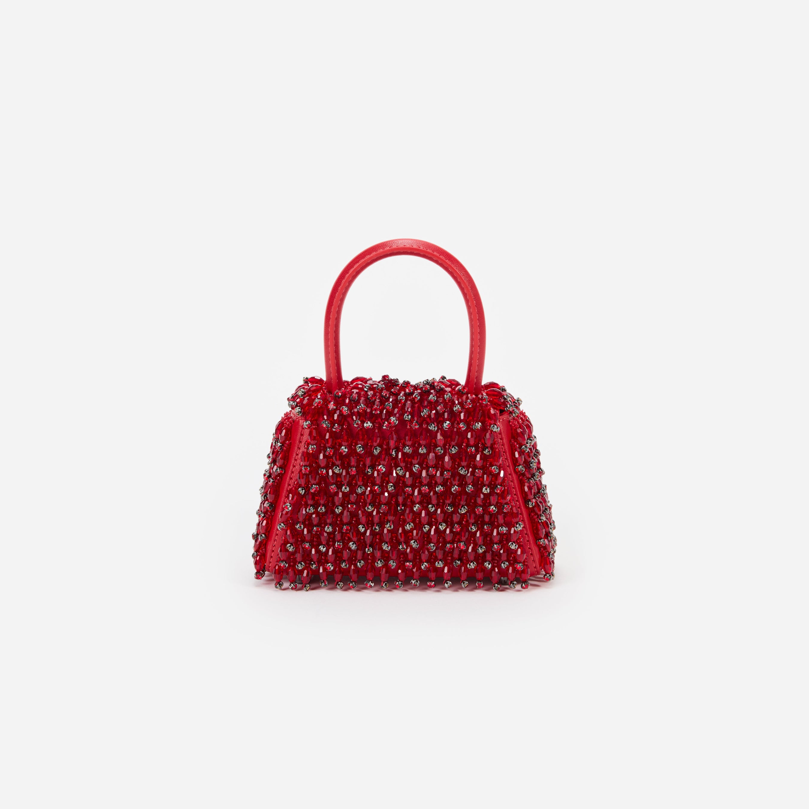 Red Embellished Micro Bow Bag