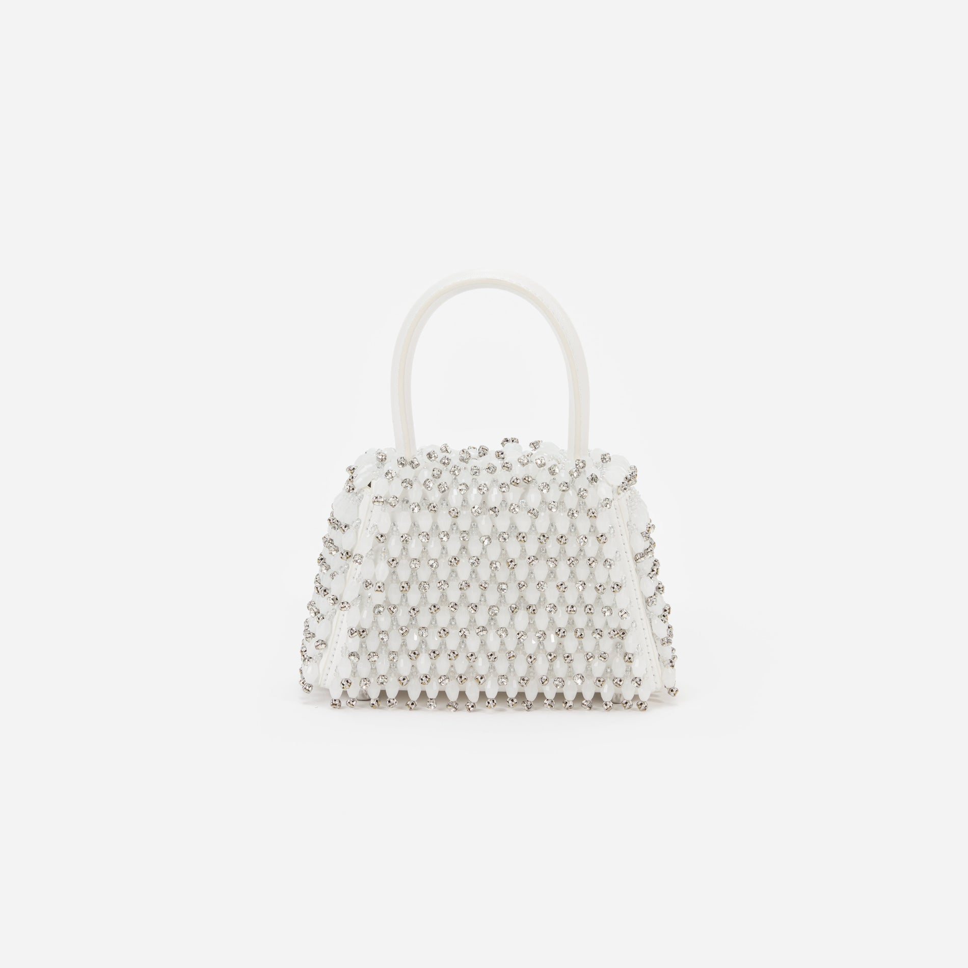 White Embellished Micro Bow Bag