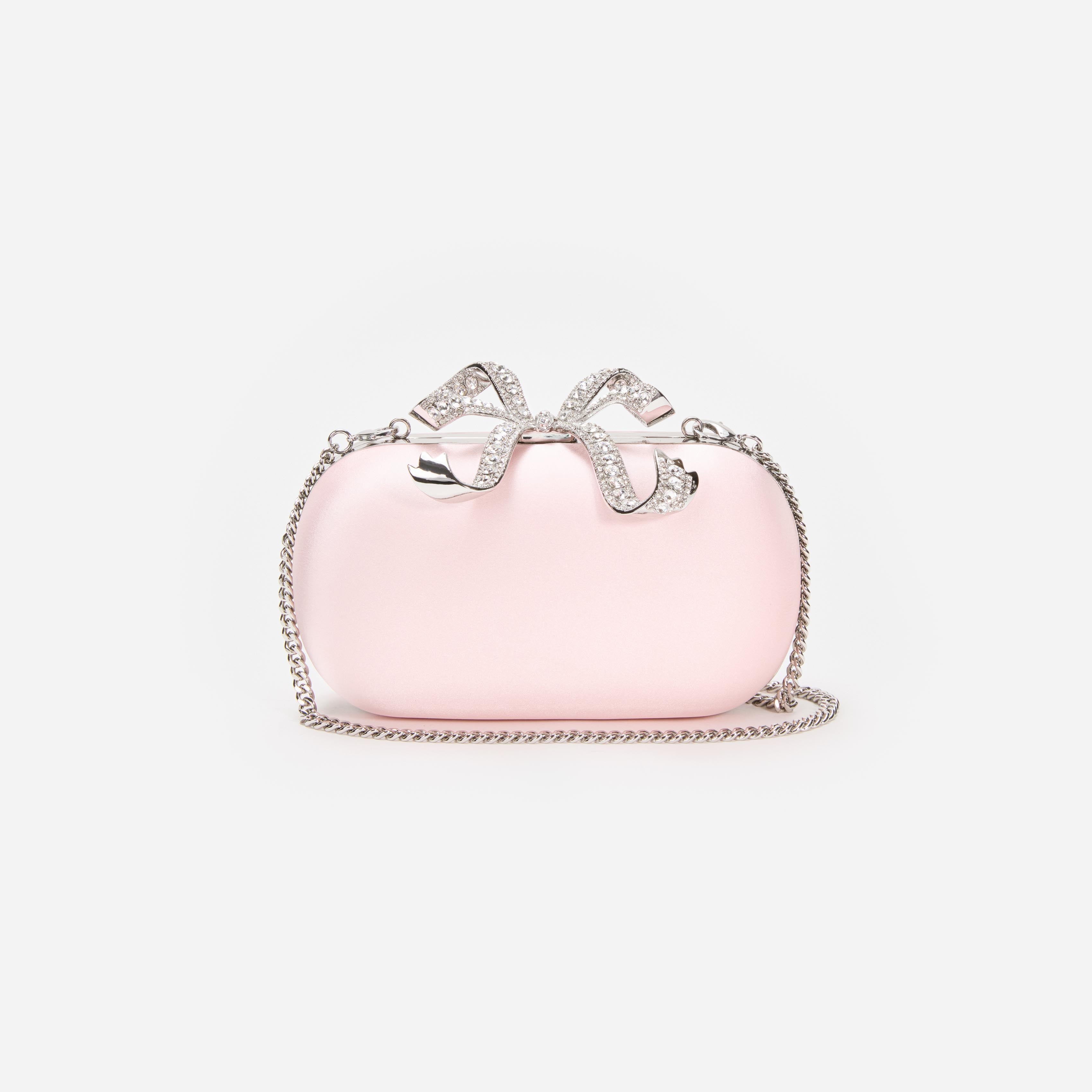 Champagne Satin Mini Bow Bag – self-portrait-EU Champagne Satin Mini Bow Bag – self-portrait-EU