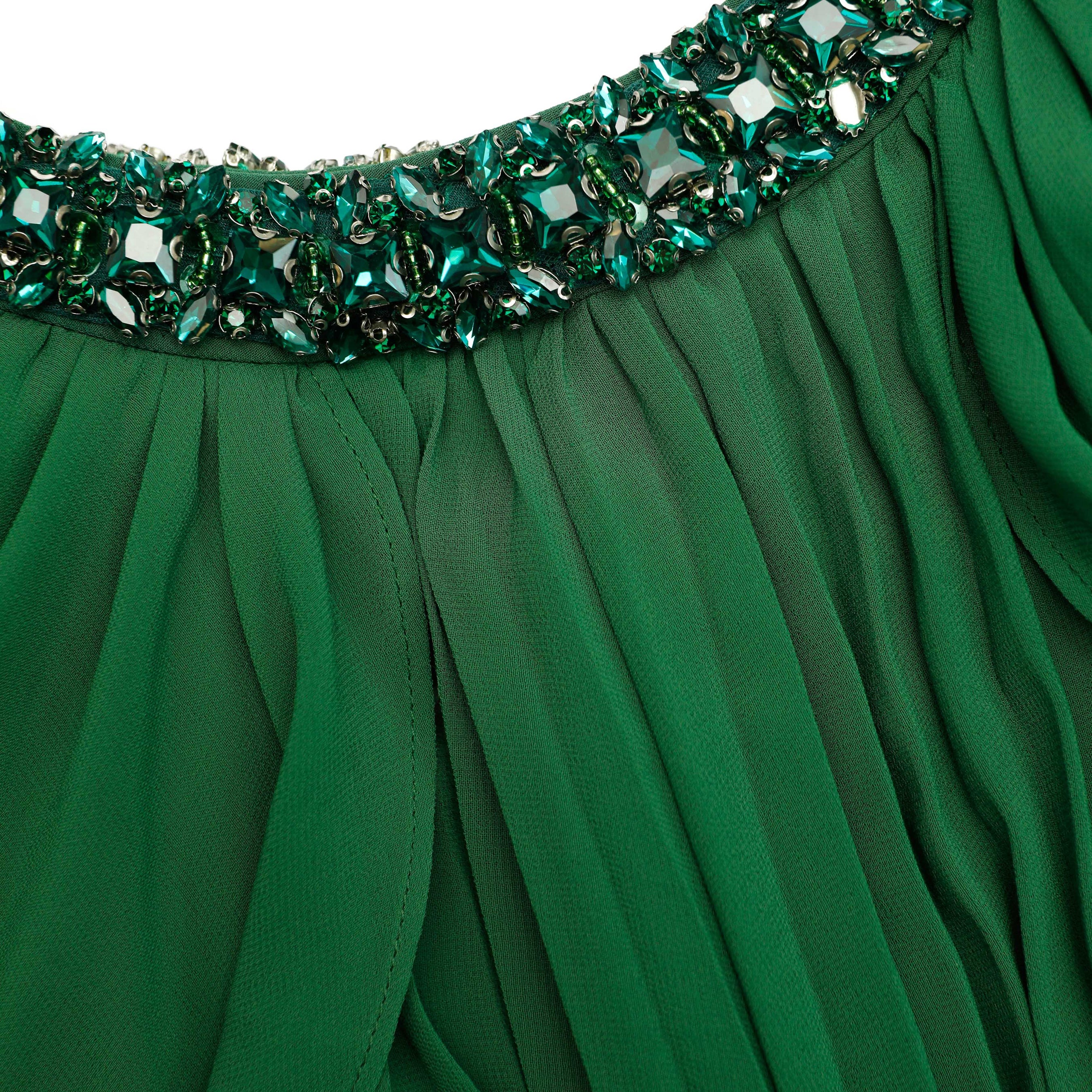 Green Chiffon Cape Maxi Dress