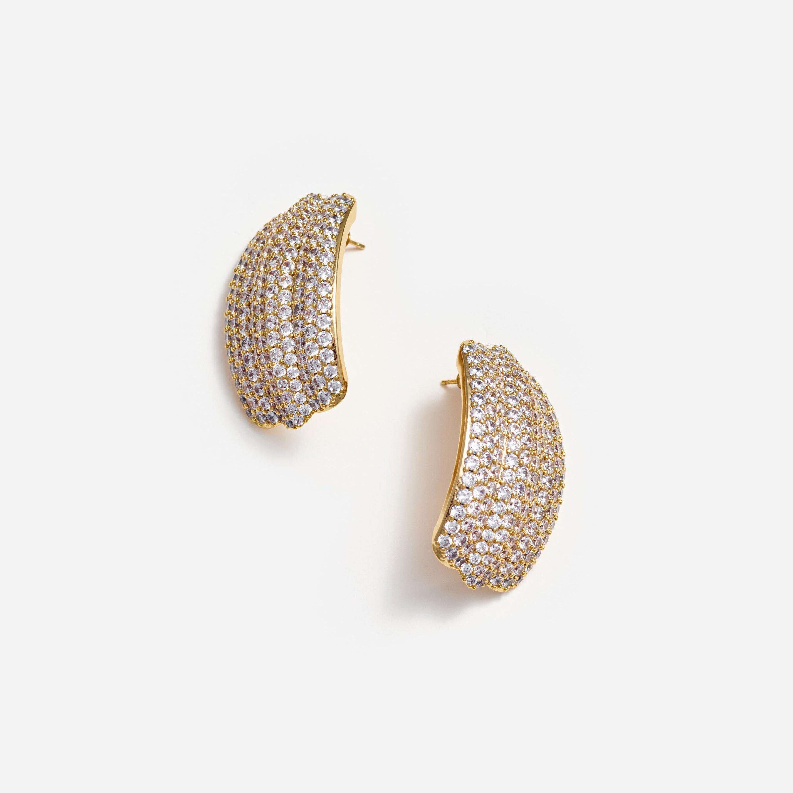 Gold Cystal Ridged Earrings