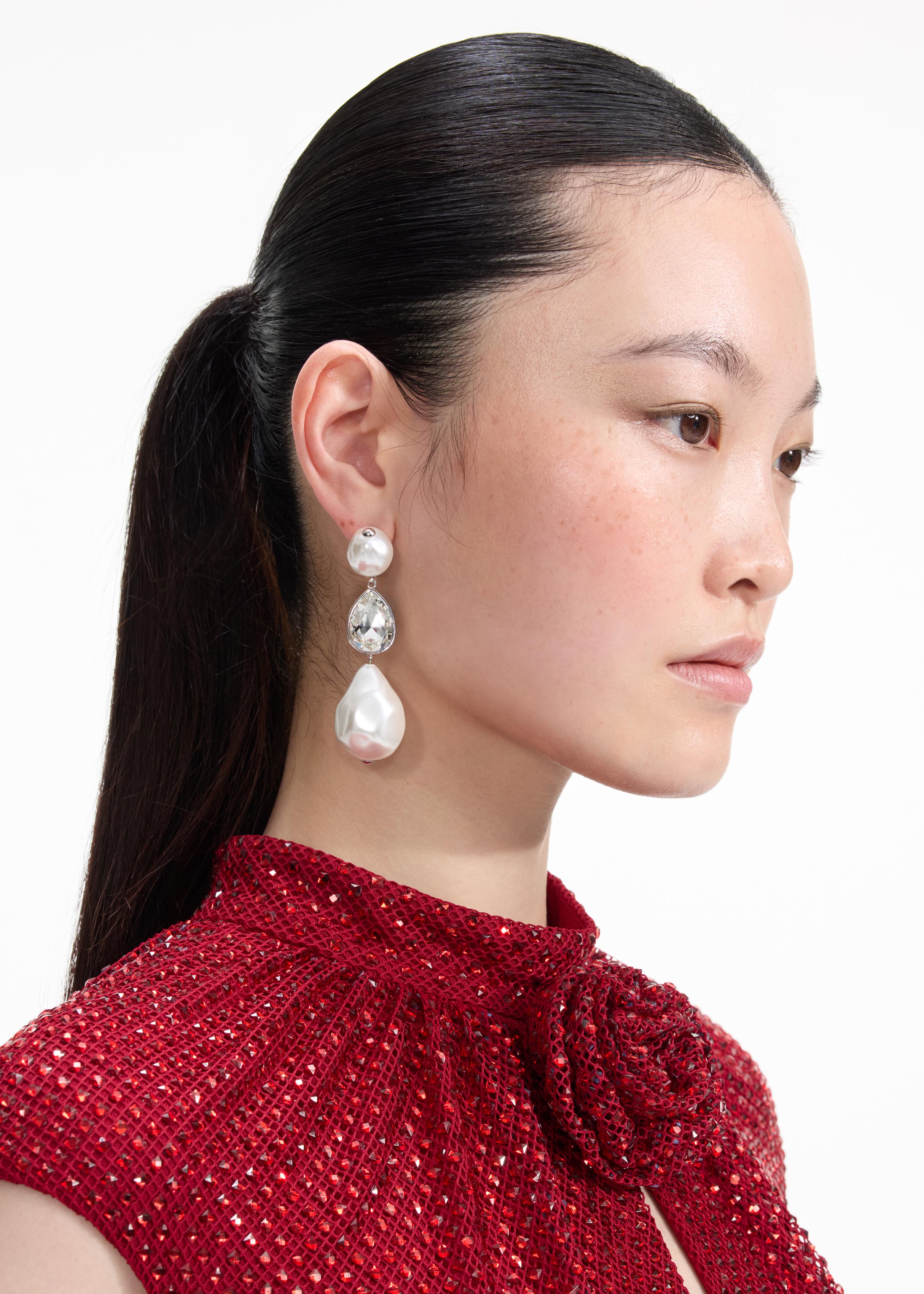 Pearl Crystal Droplet Earrings