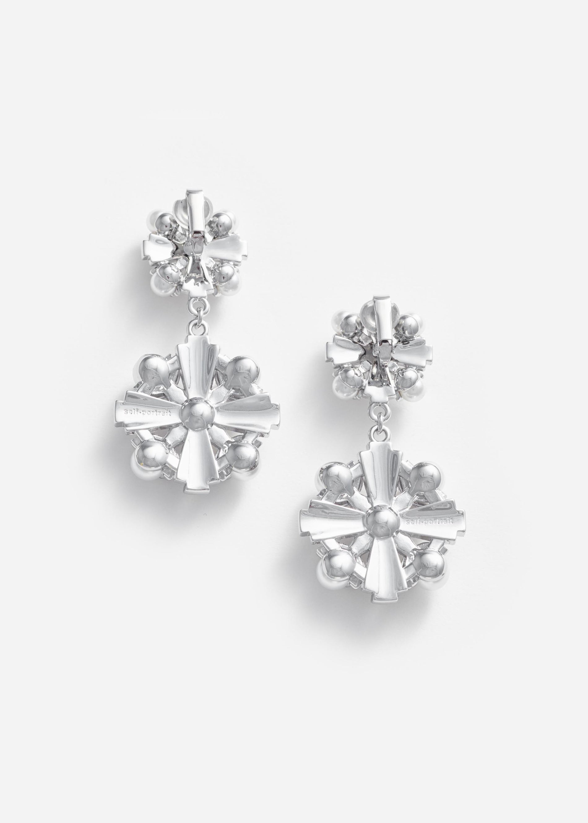 Silver Encrusted Tiered Earrings