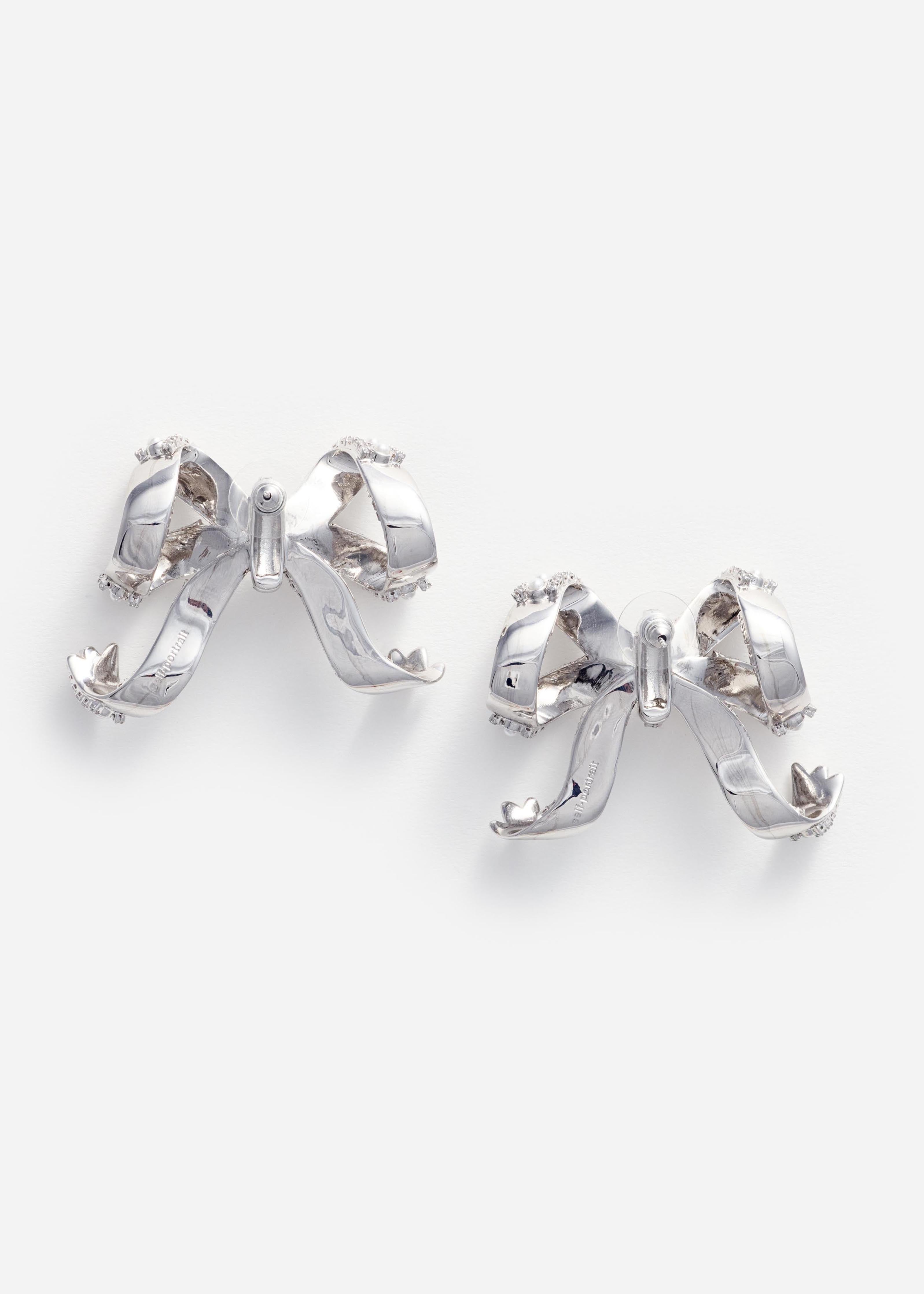Pearl Crystal Bow Earrings – self-portrait-EU