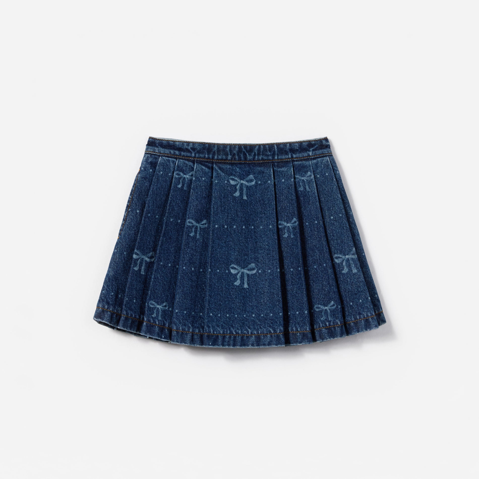 Denim Bow Print Skirt