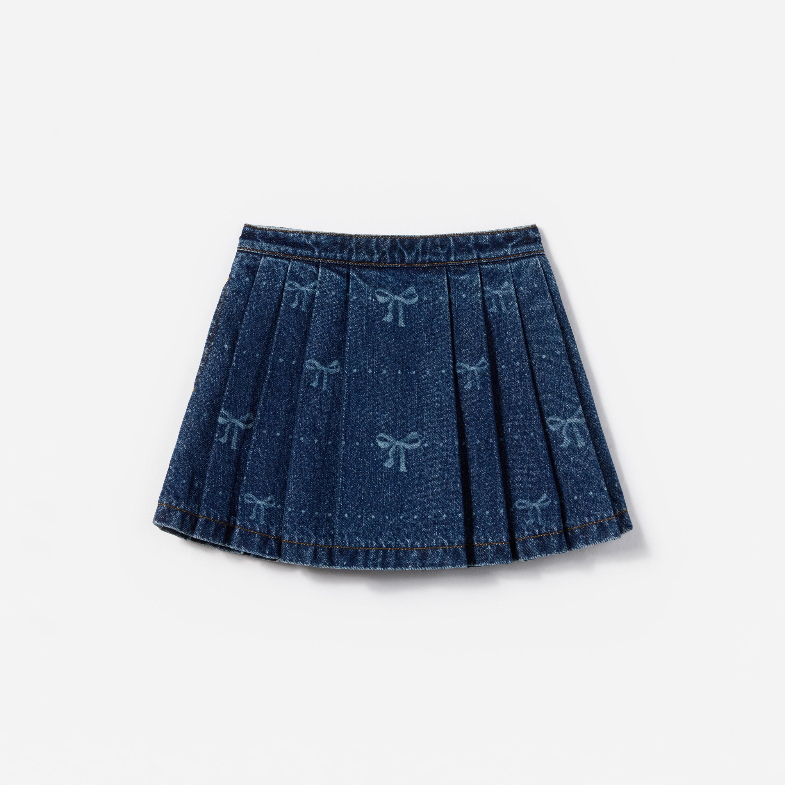 Denim Bow Print Skirt