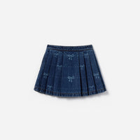 Denim Bow Print Skirt