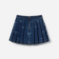 Denim Bow Print Skirt