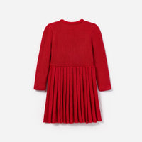 Red Knit Pleated Dress