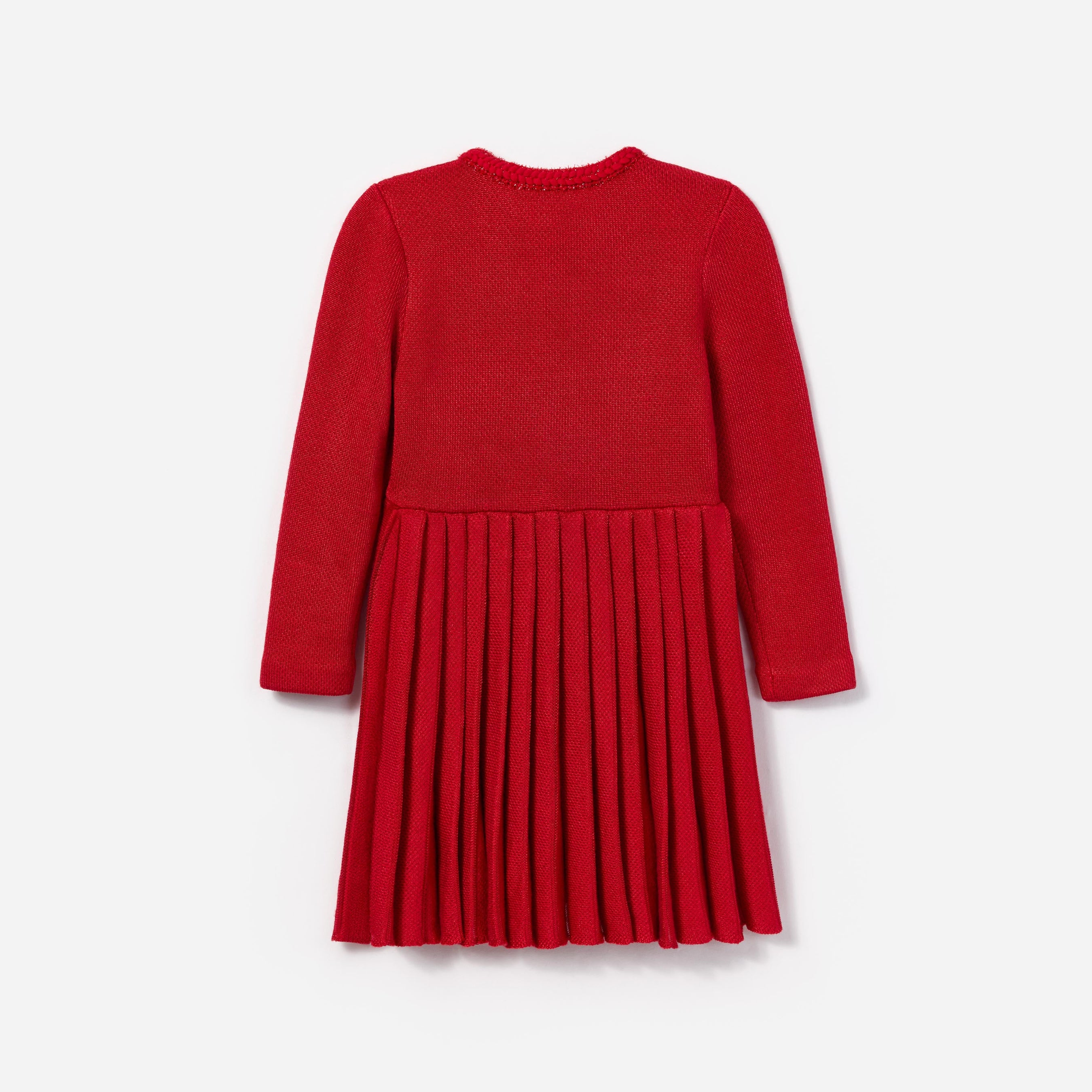 Red Knit Pleated Dress