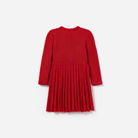 Red Knit Pleated Dress