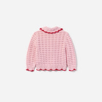 Pink Textured Heart Detail Cardigan