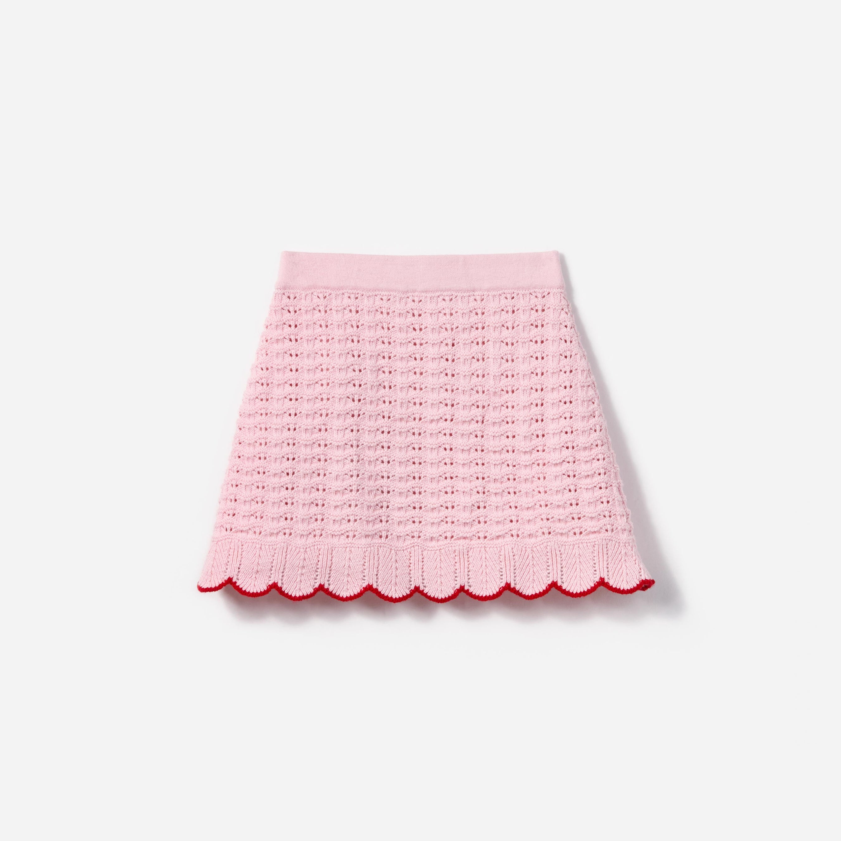 Pink Textured Knit Heart Detail Skirt