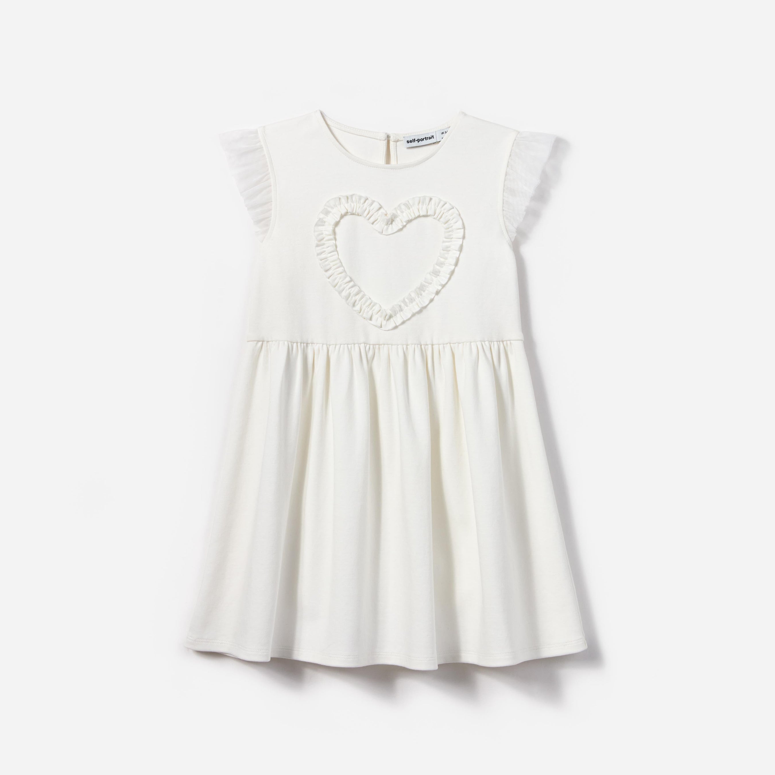 White Jersey Ruffle Heart Dress