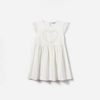 White Jersey Ruffle Heart Dress