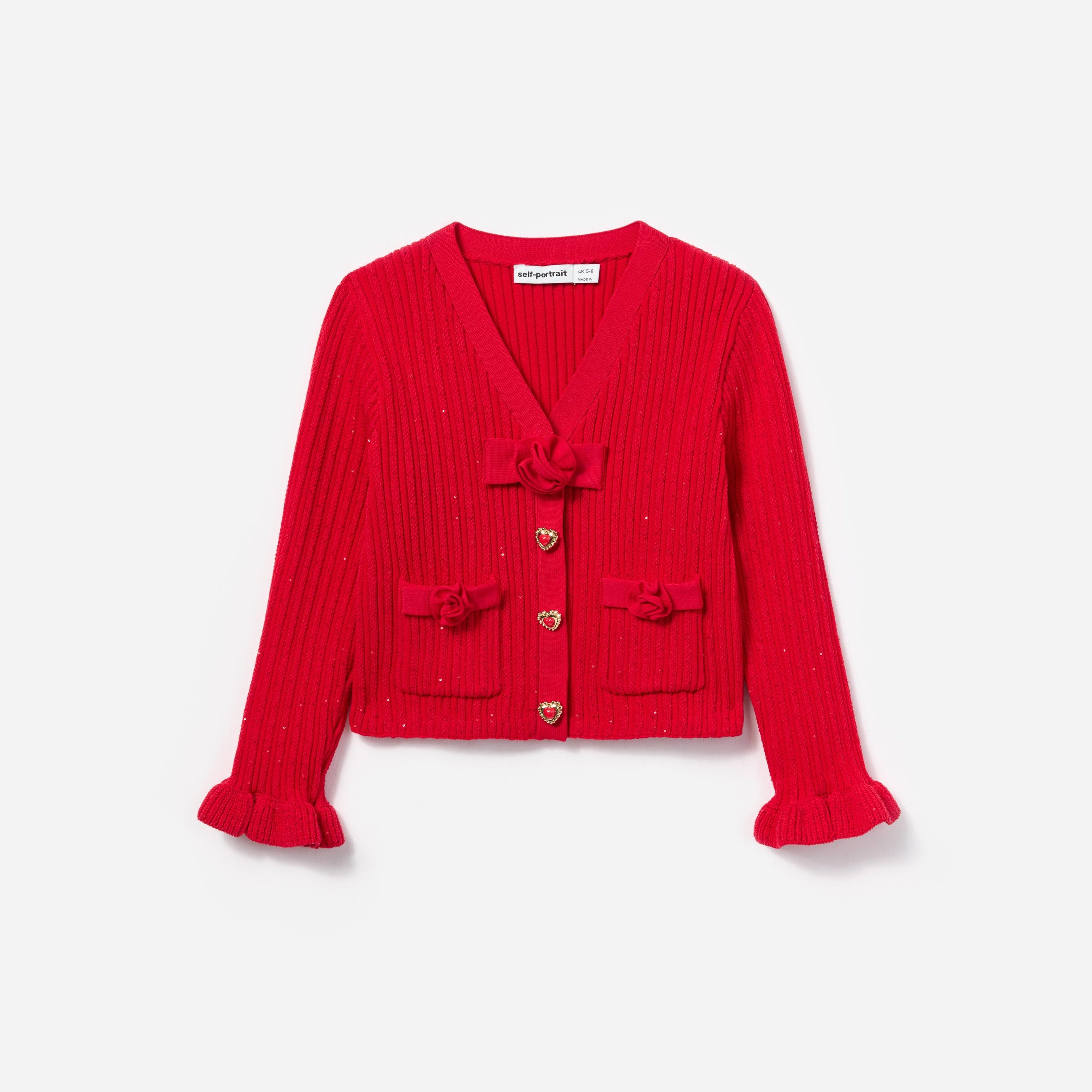 Red Ribbed Knit Cardigan