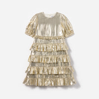 Gold Metallic Frill Dress