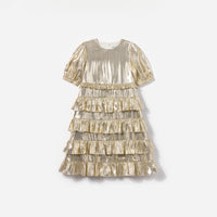 Gold Metallic Frill Dress