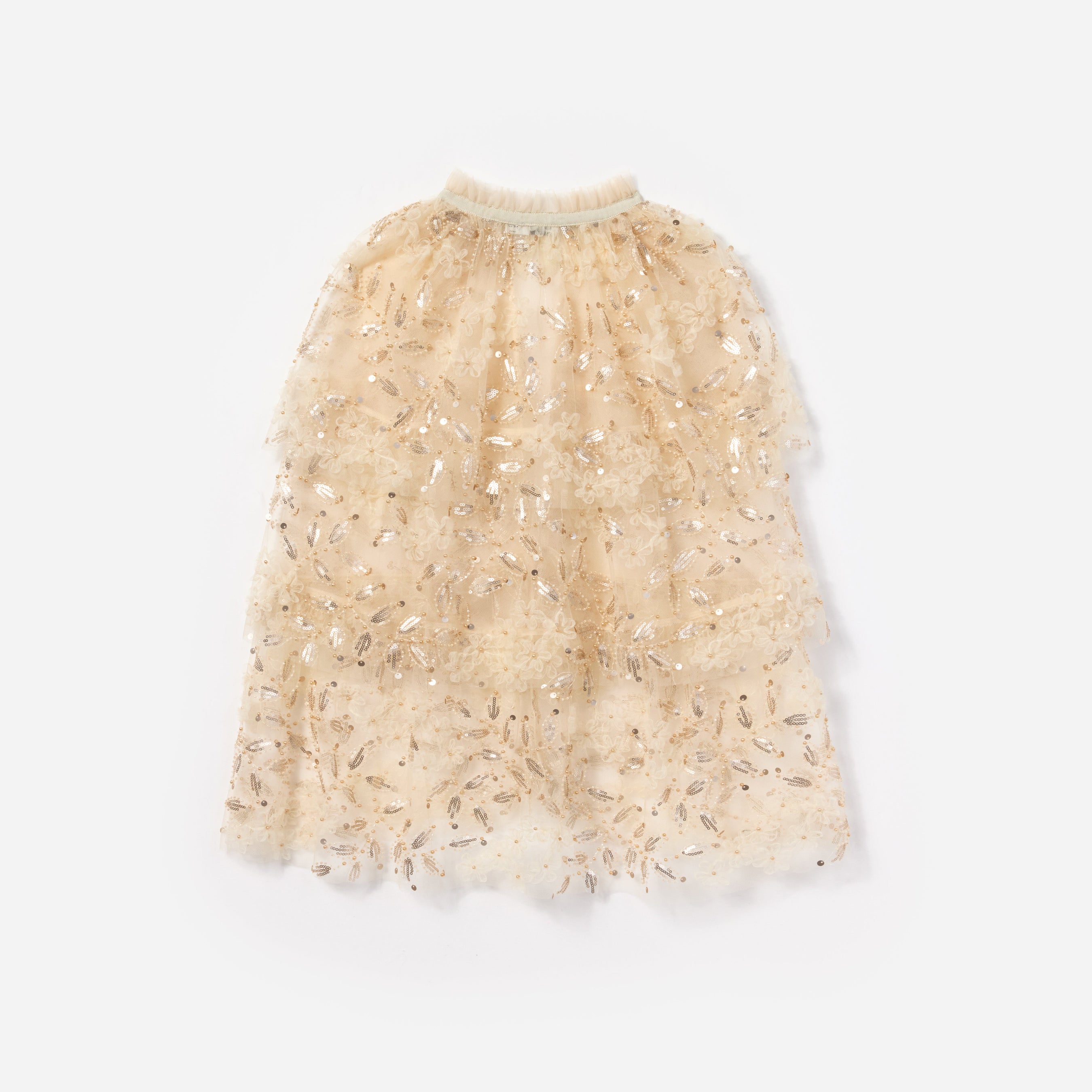 Cream Sequin Tulle Cape