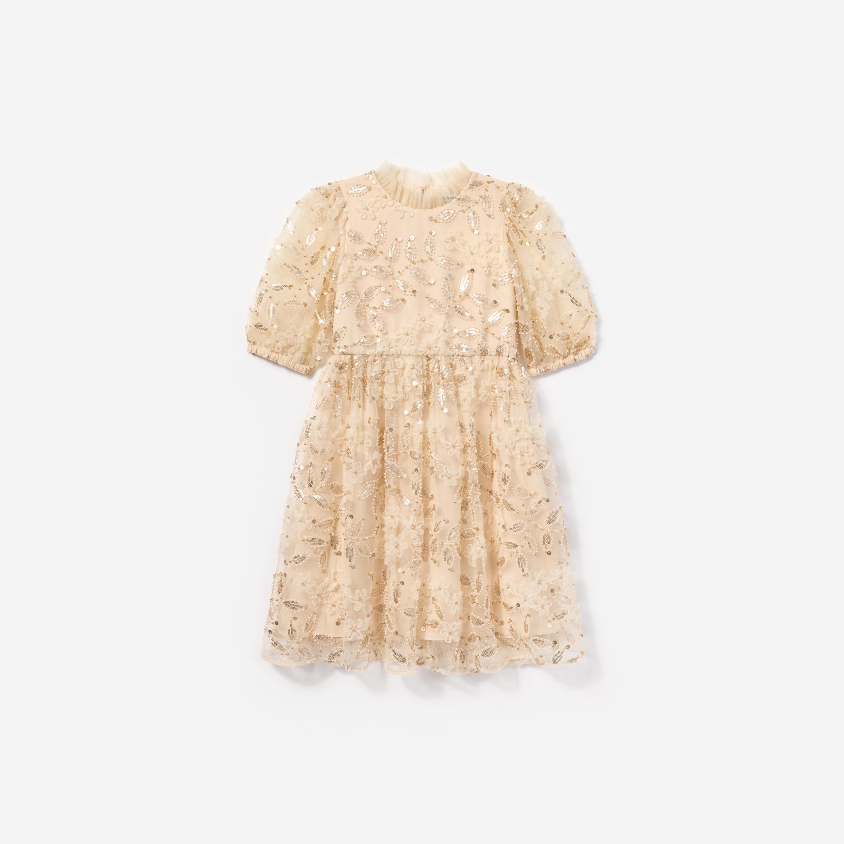 Cream Sequin Tulle Dress