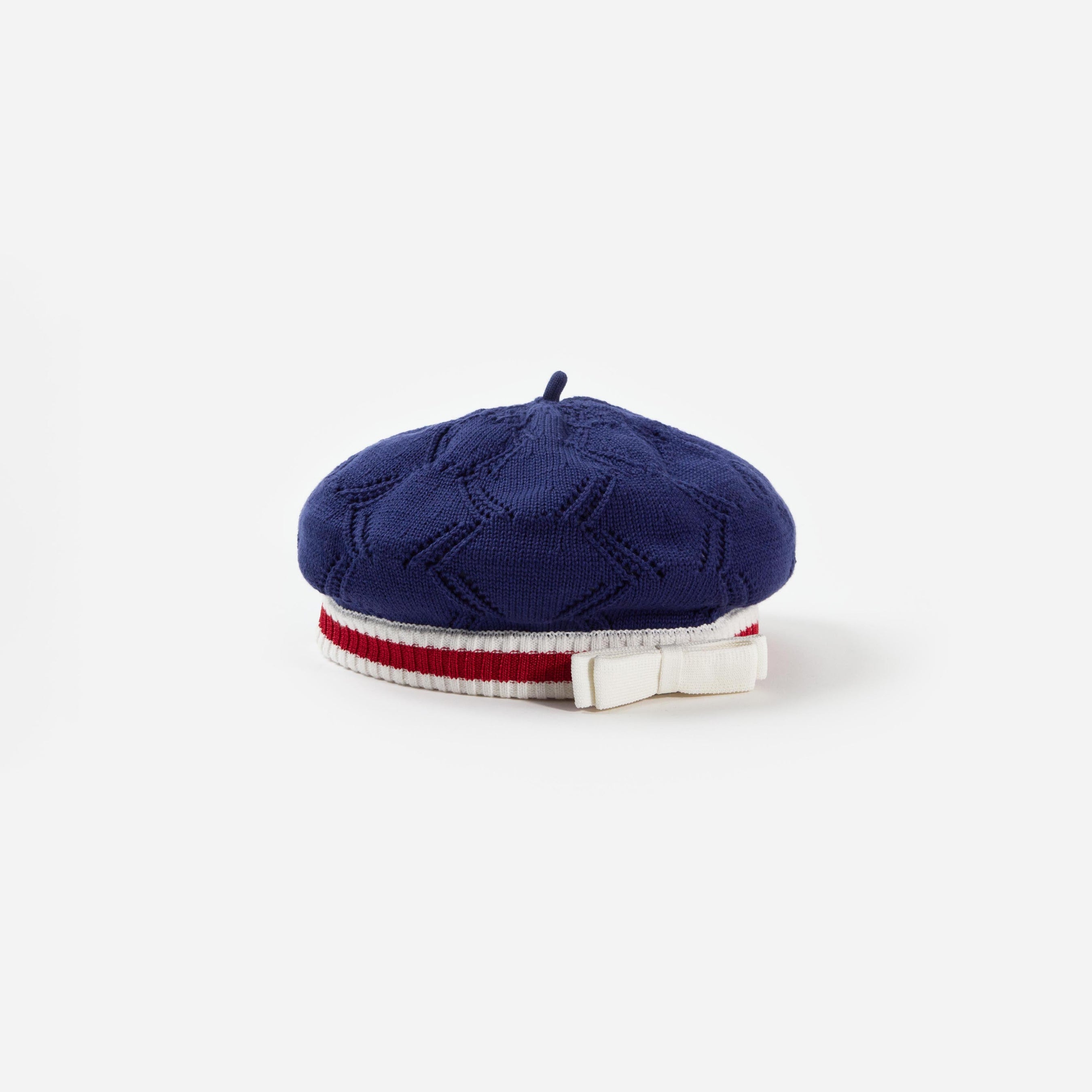 Navy Textured Knit Beret